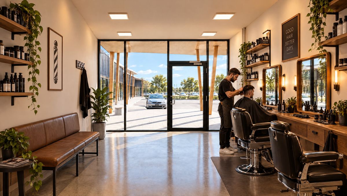 Interior de un local habilitado como barbería